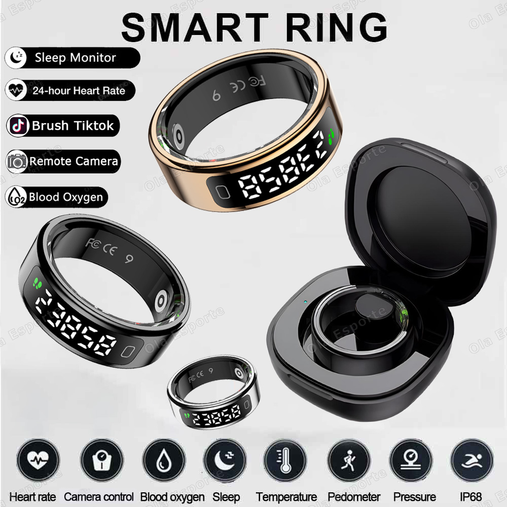 R11C Smart Ring Men Women Display Screen Gesture Swipe Video Smartring 1ATM Waterproof Heart Rate Sleep Monitor for Android IOS